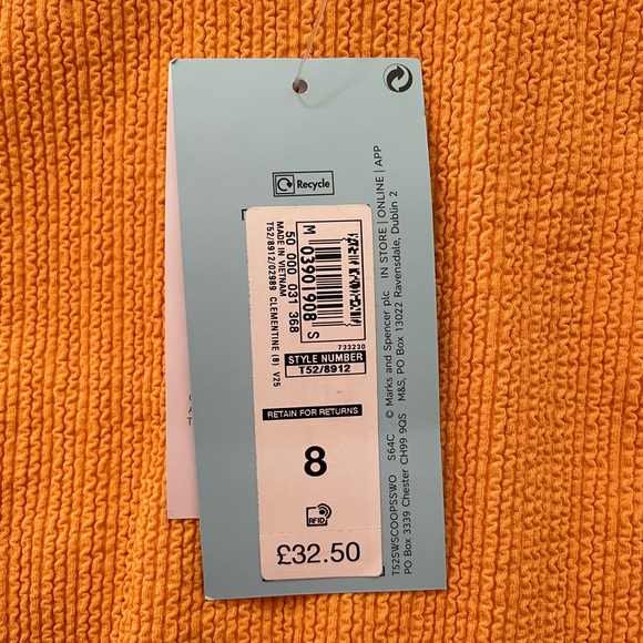 Orange ribbed Marks and Spencer swimsuit - Picture 3 of 4